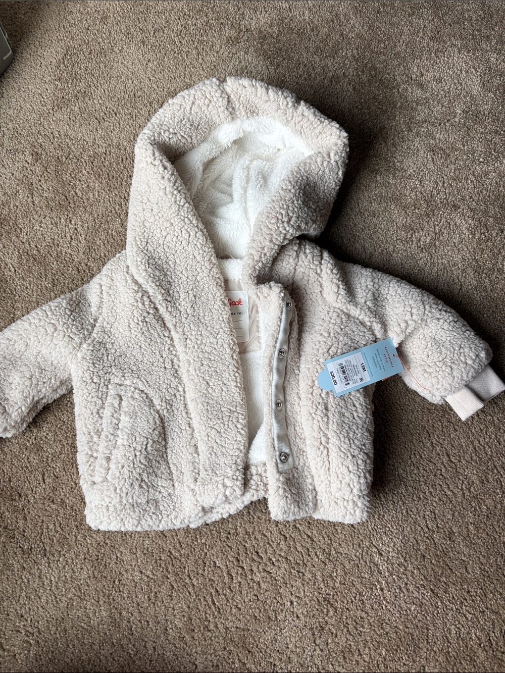 Cat & Jack Cream Sherpa Hooded Jacket